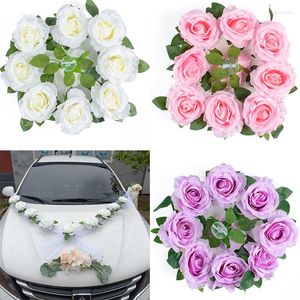 Dekorativa blommor Vit Rose Artificial Flower For Wedding Bil Decoration Brud Door Handle