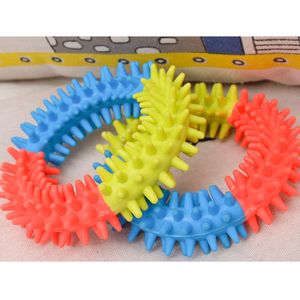 1st Hot Sale Pet Dog Toys Cute TPR Thre-Colored Thorns Toy Rubber Resistant Barbed Bite Clean Teeth Teth Tough Training Toy Supplies