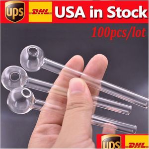  Rauchpfeifen Lager in den USA Handcraft Pyrex Glas Ölbrenner Rohr Mini Hand 4 Zoll für DAB Rig Bong 100 teile / los Drop Lieferung Home Gard DH4GN