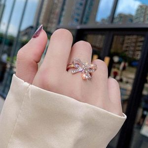 Обручальные кольца ретро -лук двойной слой классический циркон медные женские женские пальчики кольцо кольцо подарки открытый корейский стиль