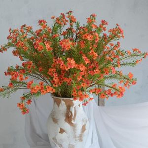 Dekorativa blommor Artificial Blossom Branch i Orange Flower Faux Spring Plant Stem Centerpiece | Blommigt bröllop/heminredning