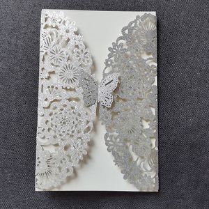 Tebrik Kartları 10 PCS Glitter Butterfly Davet Kart Zarfları Düğün Nişan Mariage Vaftiz Vaftiz Parti Dekoru Sarf Malzemeleri 230615