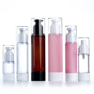 15 ml 30 ml leere Airless-Pump- und Sprühflaschen, nachfüllbar, Lotion, Creme, Kunststoff, Kosmetikflaschenspender, Reisebehälter, Qicas