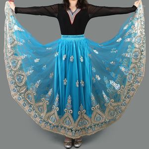 Roupa de palco bordar saia de dança tradicional chinesa para mulheres saias de flamenco espanhol nacional vintage roupa de dança folclórica tibetana