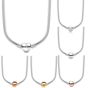 2023 novos colares de pingente de prata S925 para mulheres Designer de joias Original DIY fit Pandora Moments Colar de corrente de cobra Moda correntes de clavícula com caixa