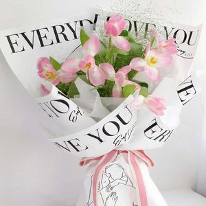 Papel de embrulho para buquê de flores, papel de embrulho reforçado para dia dos namorados, à prova d'água, flor de rosa, papel de embrulho