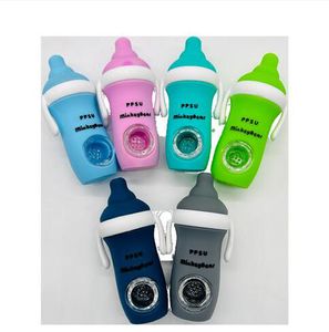 Feeding-Bottle Silicone Smoking Pipe Shape Tobacco Pipes Glass Howl Spoon Hand Pocket Novelty items Cute Gift Mini Smoke Tools for Dry Herb