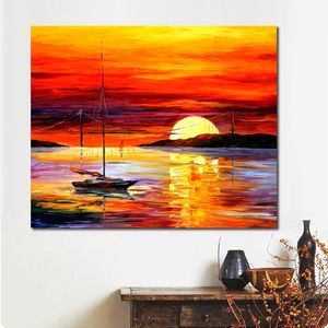 Modern Canvas Art Street Scenes Golden Gate Bridge by The Sunset Hand-painted Oil Paintings Living Room Decor