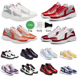 Desiger homme Americas Cup Low-Top-Sneakers Schuhe Herren Casual Walking Gummisohle Herren Sport Mesh Stoff Lackleder Paar Trainer Rabatt Schuhe Joggen