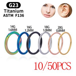 Hoop Huggie 10/50PCS Wholesale Round G23 Piercing Earrings Nose Ring Hoops Septum Clicker Women Ear Cartilage Tragus Body Jewelry 230614