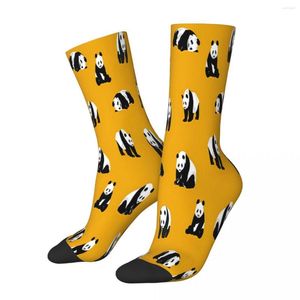 Men's Socks Panda Poses On Mustard Yellow Animal Male Mens Women Autumn Stockings Polyester