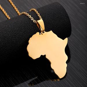 Anhänger Halsketten Mode Gold Farbe Afrikanische Karte Form Halskette Männer Und Frauen Titan Stahl Glatte Kette Liebhaber Schmuck