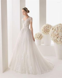 Wedding Dress Fashion V-Neck Tulle Ball Gown Appliqued Dresses 2023 Real Vestidos De Noiva Charming Court Train Formal Bride