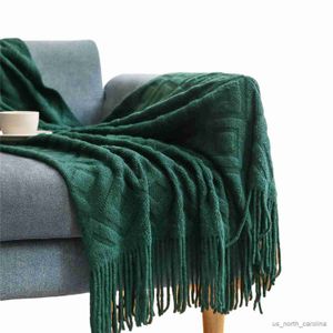 Cobertores Inyahome macios e aconchegantes decorativos de malha cobertor de cama capa de sofá com borlas para viagem premium moderno mantas R230615