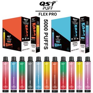 Original QST Puff Flex Pro 5000 Puffs Laddningsbar engångs cigarettvape-enhet 15 Flavors 550mAh Batteri 12 ml Kassett E-cigarett Starter Kit 0/2/3%