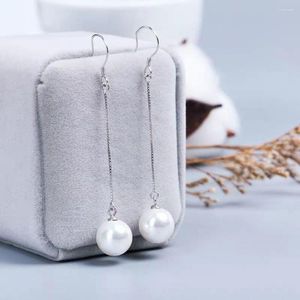 Orecchini pendenti in argento sterling 925 8-14mm Orecchini di perle d'acqua dolce per le donne Aretes De Moda Orecchini Gioielli