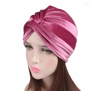 Abbigliamento etnico 2023 Donne Stretch Velvet Hijab Bonnet Musulmano Twist Head Sciarpa Cappello Turbante Femme Musulman Solid Under Ladies African Wrap