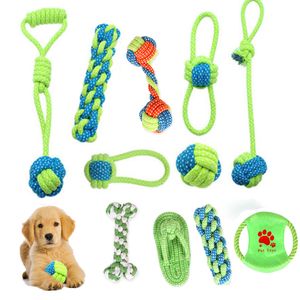 Giocattoli per cani da compagnia Cani da masticare Pulizia dei denti Cotone Sicurezza verde Divertimento Giocare con la corda Palla per cani di piccola taglia Giocattolo per gatti Forniture per cani