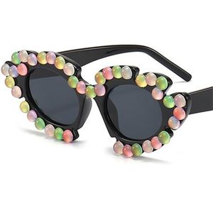Occhiali da sole moda Donna Occhiali da sole policromi Fiori Occhiali anti-UV ombrosi Occhiali da vista con intarsio di perle fatti a mano Ornamentali divertenti