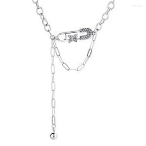 Correntes 280L ZFSILVER Fashion Silver 925 Trendy Retro Creative Tassel Diamond-set Pin Colar For Women Charms Jewelry Accessories Gift