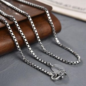 Catene Real 925 Sterling Silver 2.2mm Box Link Chain Collana Stamp S925 19.7