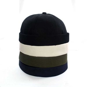 BERETS SOLID FÄRG KOREAN VERSION Justerbara män Brimfri basker Fashion Spring Summer No Visor Skull Cap Men Cap Z0616