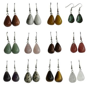 Natural Gemstone Teardrop Pendant Dangle Earrings for Women Girsl Luxury Waterdrop Crysal Beads Drop Earring Jewelry