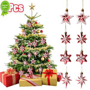 New 6Pcs Christmas Ornament Snowflake Candy Shape Xmas Tree Hanging Pendant Xmas Kids Gifts Home Christmas Navidad New Year Decors