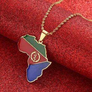 Collane con ciondolo Africa Mappa Eritrea Argento Colore Oro Gioielli Regalo eritreo