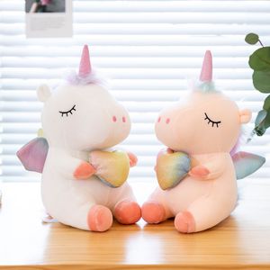 Partihandel söt regnbåge unicorn docka fylld leksak pegasus doll barn spel lekkamrat semester presentrum dekorationer