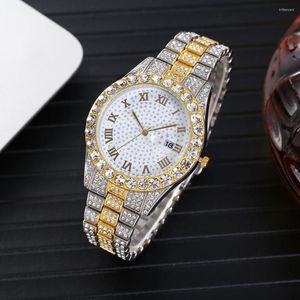 Wristwatches Watches For Men Luxury Fashion Hiphop Iced Out Watch Women Gold Rhinestone Quartz Wristwatch Relogio Masculino Gifts Mens