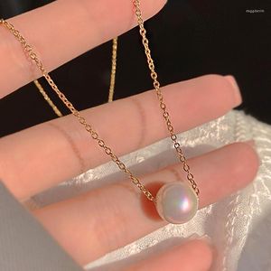Hänge halsband bohemiska kvinnors enkla halsband sötvatten pärlor mode 14k guldpläterade smycken flickor fest gåva