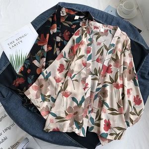 Прикрытие двух кусочков летние шифоновые покрытия женские цветочные рубашки блузки богемия шарфс пляжный носить платье кимоно для женщин купальники 230616