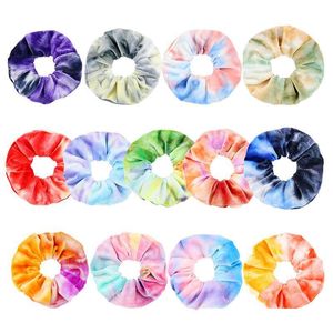 9 colori INS Velluto per capelli Scrunchies Tie Dye Fascia per capelli Elastico Arcobaleno Fasce per capelli Donna Loop Holder Capelli per ragazze