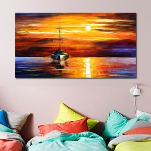 Textured Contemporary Art Sea Shadows Hand Painted Street Scenic Canvas Painting Bedroom Decor