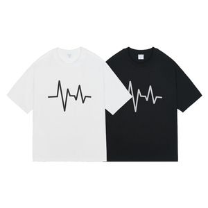 Herrparkläder elektrokardiogram tryck lat stil t-shirts herrar och kvinnor sommar design sense t-shirt