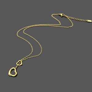 tiff designer Collana classica Nuovo prodotto Lusso scava fuori Collana con pendente singolo doppio amore Collana in oro 18 carati Gioielli di alta qualità