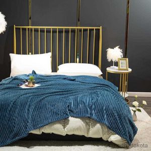 Blanket Blanket Soft Warm Thow Blanket Blue Color Double Bed Blanket for Beds Bedspread on the sofa R230616