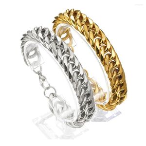 Link Bracelets 16mm Gold/Silver Color Cuban Men's Necklace Solid Stainless Steel Chain Punk Jewelry Gift High Polished Wholesale Retail