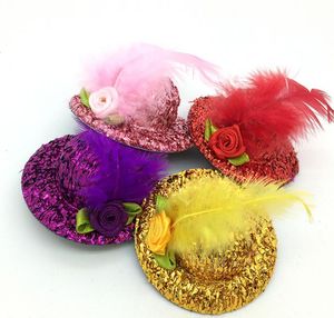 2020 24pcs Mini Top Beaded Flower Veil Feathre Hat Hair Clips Hair Accessories