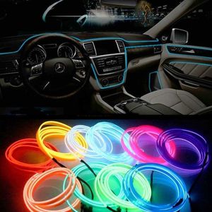 Ny LED -strip Garland El Wire 1M/3M/5M bil Interiör Belysning Auto reprörslinje Flexibelt neonljus behöver 2x AA BATTEIRES Light