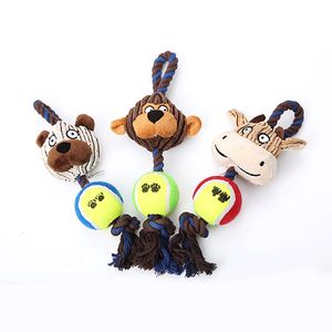 Interaktiv valp Big Dog Rope Ball Toy Bite Resistant Pet Chew Toys för medelstora stora hundtillbehör Maskotas levererar tennis