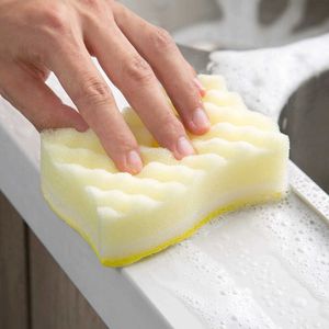 Ny 4st Square S-Shaped Wave Sponge Scouring Pad Multifunktionell möbler Pad Dish Cleaning Sponge Foam Kök Badrumsvamp