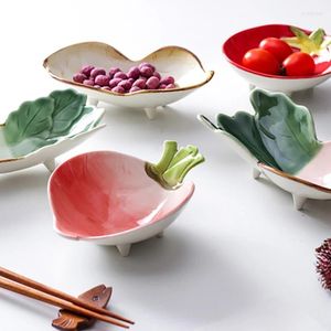 プレート日本のフルーツボウル素敵な大皿野菜の形状セラミックボウルサラダスナック料理デザートスーププレートの食器