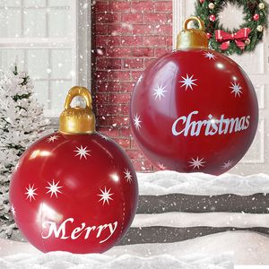 Dekoracje ogrodowe na zewnątrz świąteczne nadmuchiwaną piłkę dekoracyjną 60 cm Giant Christmas Reflatible Ball Decorations Navidad 230616