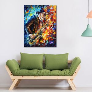Fine Art Canvas Painting Saxophonist Handcrafted Contemporary Artwork Landscape Wall Decoration