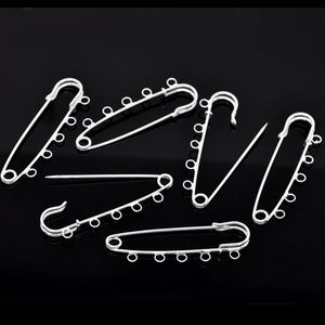 Pimler broşlar 50pcs broşlar güvenlik pimleri 5 delik metal gümüş kaplama moda takı DIY yapım bulguları takılar 7cm 230616