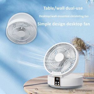 Electric Fans New Electric with night light 4000mAh Rechargeable Wireless Rotation quiet summer Desktop R230616