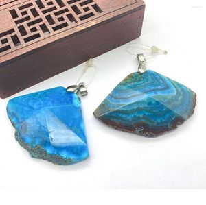 Colares com pingente de pedra natural ágata azul em forma de leque facetado diy colar brincos para fazer moda feminina acessórios de joias