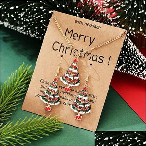 Pendant Necklaces Drip Colorf Christmas Tree Earrings Necklace Jewelry Set Women Girl Gift Drop Delivery Pendants Dhxty